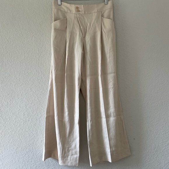 CAbi Wide Leg Traipse Trousers 6266R Size 4 in Biscotti Linen Blend - Picture 11 of 11